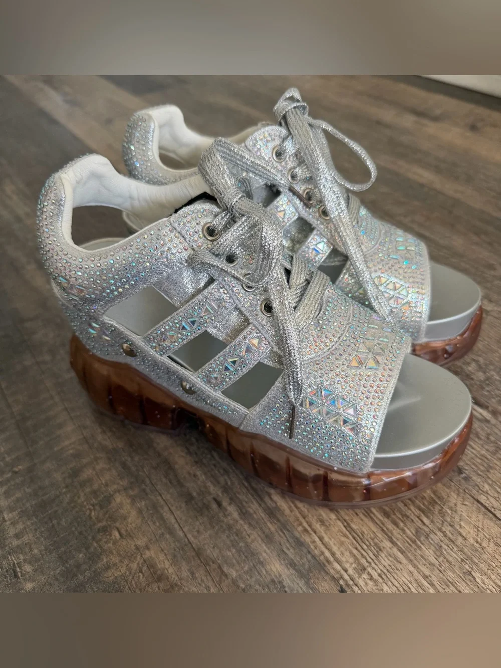 Anthony Wang Sz 38 Sparkle platform Jelly Glitter Club/ Rave sandals *Rare
